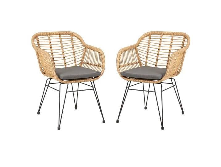 Gartenstuhl PARAMO 2er Set aus Polyrattan – Natur/Grau mit Metallgestell in schwarz Gartenstuhl PARAMO 2er Set aus Polyrattan – Natur/Grau mit Metallgestell in schwarz von CARO-Möbel