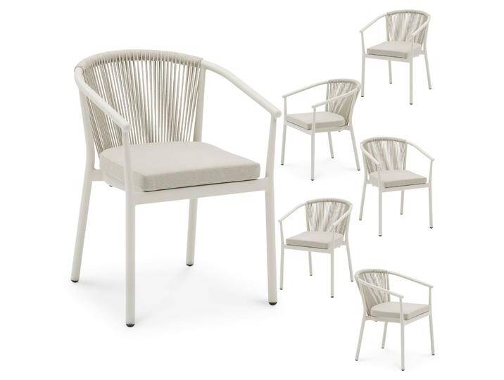 Gartenstuhl TAVOLO stapelbar 6er Set – Cremeweiß von CARO-Möbel