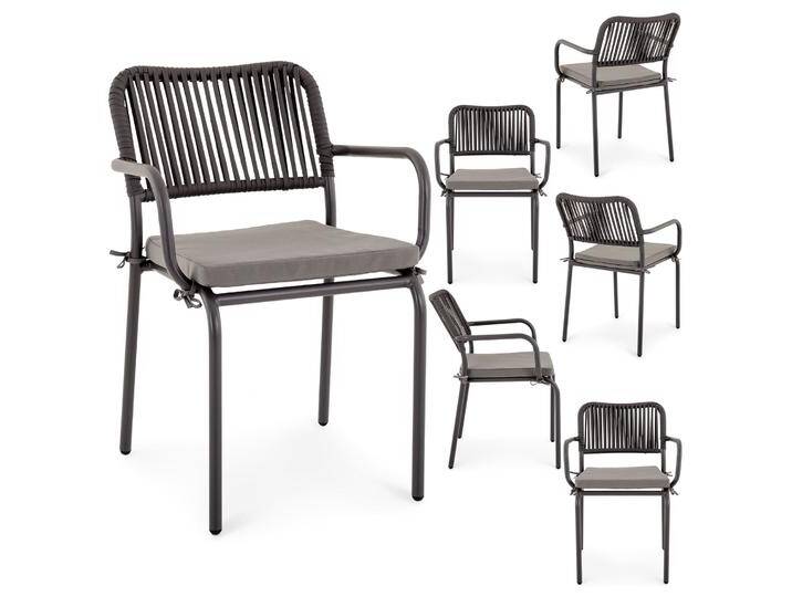 Gartenstuhl VOLONTE stapelbar 6er Set – Grau von CARO-Möbel