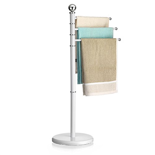 Handtuchhalter Petra Handtuchständer Badetuchständer mit 3 beweglichen Handtuchstangen, Metallgestell in weiß lackiert von CARO-Möbel