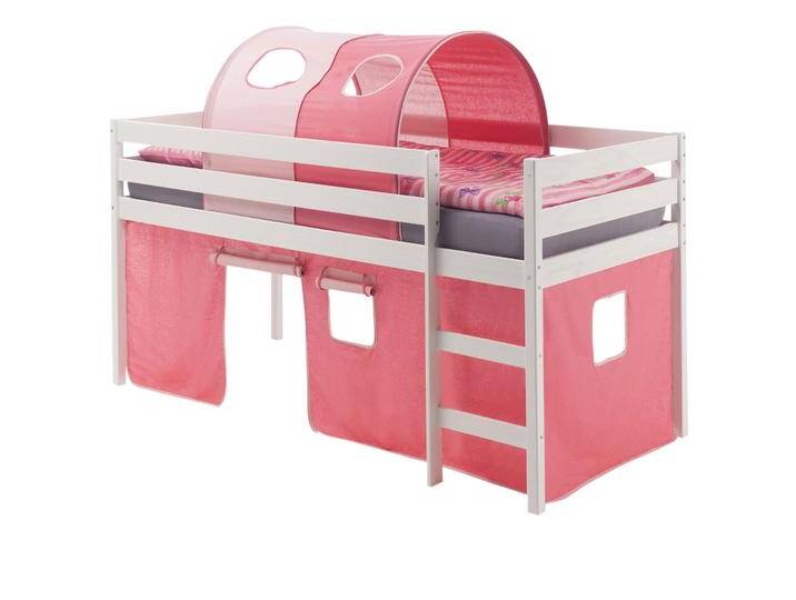 Hochbett ERIK Vorhang & Tunnel pink/rosa von CARO-Möbel