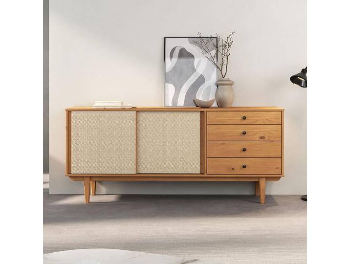 Sideboard SIMONA aus Massivholz mit Rattan Geflecht – Eiche Farben von CARO-Möbel