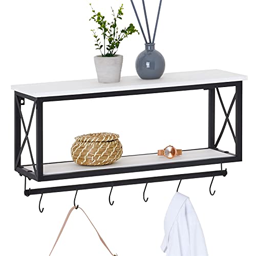 Wandgarderobe ARMANDO mit weißer Ablage Garderobenleiste Hängegarderobe schwarz lackiert im Industrial Design Wandgarderobe ARMANDO mit weißer Ablage Garderobenleiste Hängegarderobe schwarz lackiert im Industrial Design von CARO-Möbel
