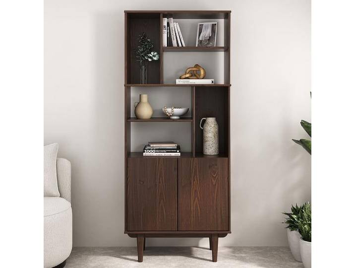 Wohnzimmerschrank SIMONA aus Massivholz mit offenen Fächern – Nussbaum farben von CARO-Möbel