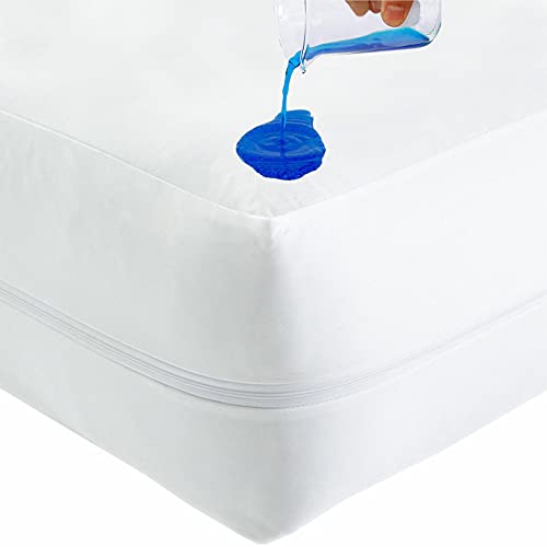 Caroline Shatuik Wasserdichter Matratzenschoner für Super-King-Size-Betten, mit Reißverschluss, Matratzenbezug mit Reißverschluss, Super-Kingsize-Bett (182x200 + 30 cm) von CAROLINE SHATUIK
