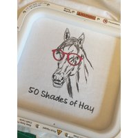 Besticktes Lustiges Geschirrtuch, Geschenkgeschenk, Baumwoll-Geschirrtuch, Pferde-Geschirrtuch, Pferde-Geschenk, Personalisiertes von CAROLINESCREATION71