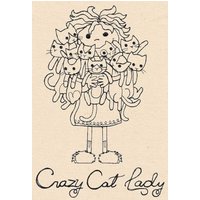 Gestickte Tee Handtuch Geschirr Tuch Geschenk Baumwolle Crazy Katze Dame von CAROLINESCREATION71