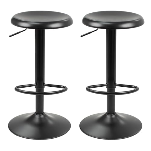 CAROLMADE Barhocker 2er-Set, verstellbare Metall-Barhocker, drehbar, Thekenhöhe, Hocker, rückenfrei, Barhocker für Küche, Insel, Pub, Schwarz von CAROLMADE