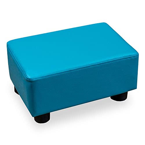 CAROLMADE Kleiner Fußhocker, Ottomane, 39,1 cm, Fußhocker mit Beinen, Fußstütze unter dem Schreibtisch, Fußstütze für Wohnzimmer, Schlafzimmer und Büro (Pfauenblau, mittel) von CAROLMADE