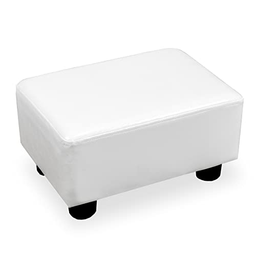 CAROLMADE Kleiner Fußhocker, Ottomane, 39,1 cm, Fußhocker mit Beinen, Fußstütze unter dem Schreibtisch, Fußstütze für Wohnzimmer, Schlafzimmer und Büro (weiß, mittel) von CAROLMADE