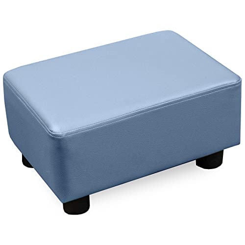 CAROLMADE Kleiner Fußhocker, Ottomane, 39,1 cm, Kunstleder, Fußhocker mit Beinen, Fußstütze unter dem Schreibtisch, Fußstütze für Wohnzimmer, Schlafzimmer und Büro, Hellblau von CAROLMADE