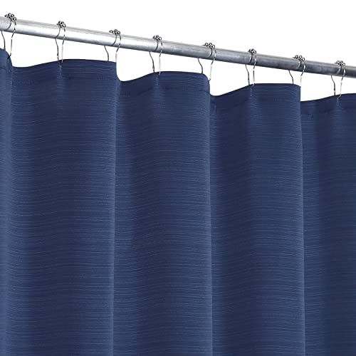 CAROMIO Duschvorhang Waschbar Luxuriöse Duschvorhänge aus Schnelltrockendem Stoff Anti Schimmel Badewannevorhang für Badezimmer Strukturierte Streifen Design Badezimmervorhang Marineblau 180 x 200 cm von CAROMIO