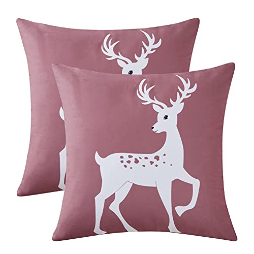 CAROMIO Kissenbezug Samt mit Hirschmuster,Weiche quadratische dekorative Dekokissenbezüge für Sofa Couch Schlafzimmer,Weihnachtskissenbezug,Rosa,45x45cm,2er Pack CAROMIO Kissenbezug Samt mit Hirschmuster,Weiche quadratische dekorative Dekokissenbezüge für Sofa Couch Schlafzimmer,Weihnachtskissenbezug,Rosa,45x45cm,2er Pack von CAROMIO
