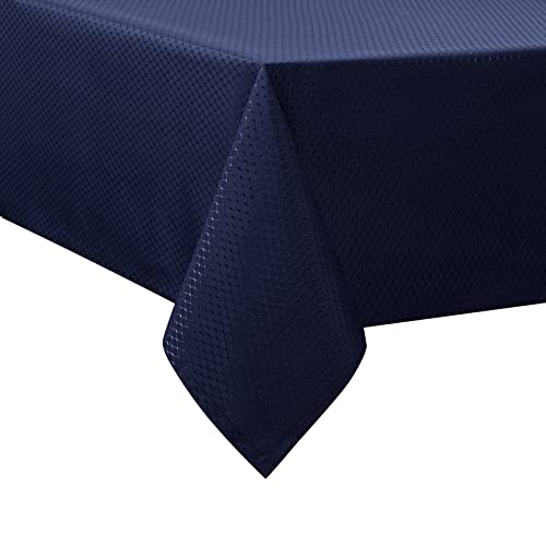 CAROMIO Table Cloth Rectangle Tablecloth Water Resistant Wipeable Waffle Table Cover Polyester Banquet Tablecloths for Dining Table Covers, Party Tabe Cloths Navy, 137x200cm von CAROMIO