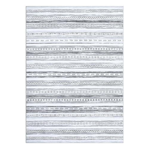 CAROMIO Teppich für Wohnzimmer, Waschbar Weich Neutral Boho Marokkanisch Böhmischer BauernhausTeppich, Innenbodenteppich für Schlafzimmer Unter dem Esstisch Heimbüro Dekoration, Grau 80 x 150 cm von CAROMIO