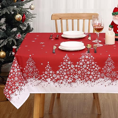 CAROMIO Weihnachtstischdecke, Abwischbar, Wasserdicht Mit Schneeflockenbaummuster, Knitterfrei für Esszimmer, Rot, 137 x 200 cm CAROMIO Weihnachtstischdecke, Abwischbar, Wasserdicht Mit Schneeflockenbaummuster, Knitterfrei für Esszimmer, Rot, 137 x 200 cm von CAROMIO