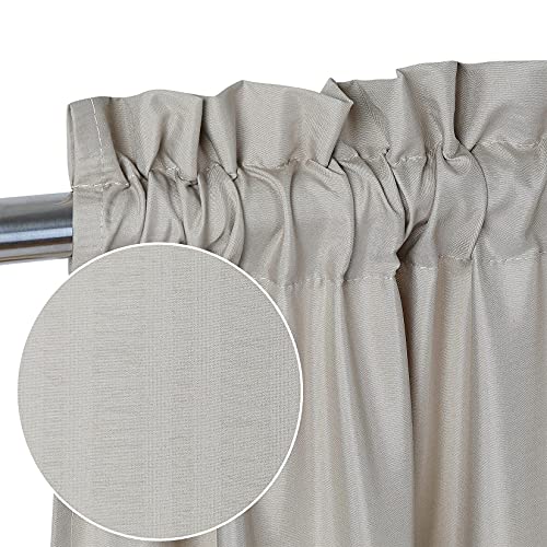 CAROMIO Wasserabweisende Scheibengardinen Modern Halbe Cafe Küchen Scheibengardinen Geprägte Musterstruktur Kurzgardine Kurzstores für Kleinfenster Vorhang Kurz, 1 x B 152 cm x H 38 cm, Taupe von CAROMIO