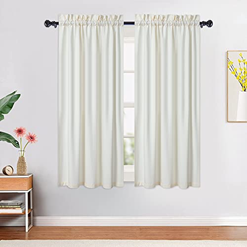 CAROMIO Wasserabweisende Scheibengardinen Modern Halbe Cafe Küchen Scheibengardinen Geprägte Musterstruktur Kurzgardine Kurzstores für Kleinfenster Vorhang Kurz, 2 x B 76 cm x H 114cm, Beige, 2er Set von CAROMIO