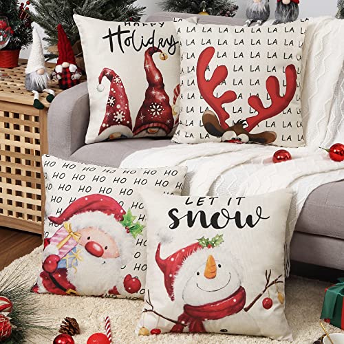 Weihnachts Kissenbezüge Weihnachtskissen Kissen Weihnachten Kissenbezug Weihnachts Dekorationen Kissenhülle 4 Stück Kissenbezug Weihnachten für Schlafzimmer Weihnachtsdeko Sofa Decorations,45x45 cm von CAROMIO