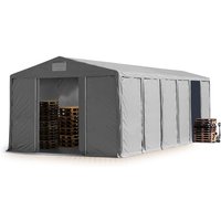 Lagerzelt 8x12 m Zelthalle Industriezelt mit 4m Seitenhöhe pvc Plane 850 n grau 100% wasserdicht Ganzjahreszelt mit Schiebetor von CARPASOL