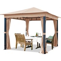 Gartenpavillon 3x3m alu premium ca. 220g/m² Dachplane wasserdicht Pavillon - 4 Seitenteile Gartenzelt taupe ca. 9x9 cm Profil von CARPASOL