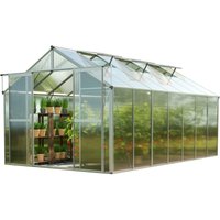 Carpasol - gfp Gewächshaus Topas 7 aus Alu 225x449 cm ca. 8 mm Doppelstegplatten mit Fundamentrahmen, automatischer Fensteröffner von CARPASOL