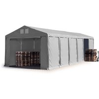 Lagerzelt 6x12 m Zelthalle Industriezelt mit 3m Seitenhöhe pvc Plane 850 n grau 100% wasserdicht Ganzjahreszelt mit Reißverschlusstor von CARPASOL