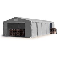 Lagerzelt 8x12 m Zelthalle Industriezelt mit 3m Seitenhöhe pvc Plane 850 n grau 100% wasserdicht Ganzjahreszelt mit Reißverschlusstor von CARPASOL