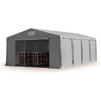 Lagerzelt 8x8 m Zelthalle Industriezelt mit 3m Seitenhöhe pvc Plane 850 n grau 100% wasserdicht Ganzjahreszelt mit Reißverschlusstor von CARPASOL
