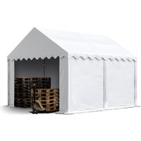 Toolport Lagerzelt 4x4 m Industriezelt Unterstand pvc Plane 750 n weiß mit Bodenrahmen und Dachverstärkung von CARPASOL