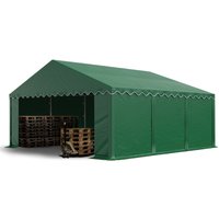 Toolport Lagerzelt 5x6 m Industriezelt Unterstand pvc Plane 750 n dunkelgrün mit Bodenrahmen und Dachverstärkung von CARPASOL