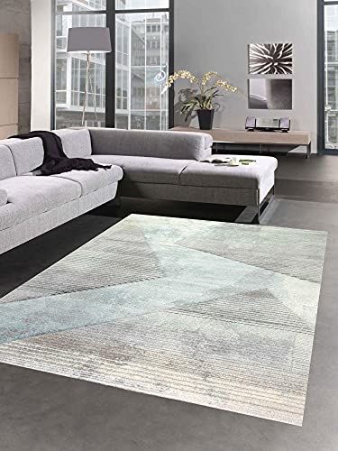 CARPETIA Abstrakter Teppich Wohnzimmer modernes gestreiftes Muster grün blau grau schwarz - pflegeleicht Größe 160x230 cm CARPETIA Abstrakter Teppich Wohnzimmer modernes gestreiftes Muster grün blau grau schwarz - pflegeleicht Größe 160x230 cm von CARPETIA