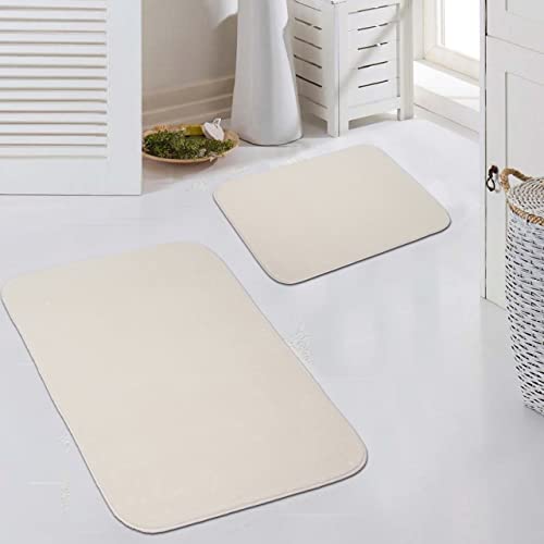 CARPETIA Badteppich Set 2-teilig Badezimmer Vorleger rutschhemmend weich pflegeleicht bestehend aus 50x60 cm und 60x100 cm edler Look hochwertig kompatibel mit Bodenerwärmung creme 50x60cm + 60x100 cm von CARPETIA
