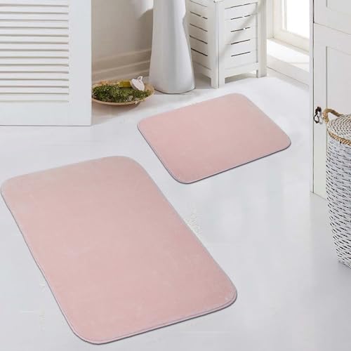CARPETIA Badteppich Set 2-teilig Badezimmer Vorleger rutschhemmend weich pflegeleicht bestehend aus 50x60 cm und 60x100 cm edler Look hochwertig kompatibel mit Bodenerwärmung rosa 50x60cm + 60x100 cm CARPETIA Badteppich Set 2-teilig Badezimmer Vorleger rutschhemmend weich pflegeleicht bestehend aus 50x60 cm und 60x100 cm edler Look hochwertig kompatibel mit Bodenerwärmung rosa 50x60cm + 60x100 cm von CARPETIA
