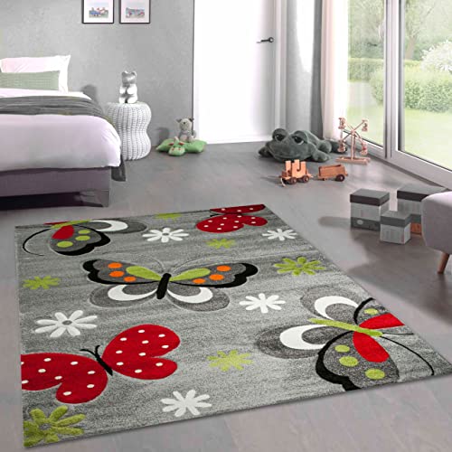 CARPETIA Bunter Kinderzimmerteppich mit Schmetterlingen — Allergikerfreundlich — grau, 160 x 230 cm CARPETIA Bunter Kinderzimmerteppich mit Schmetterlingen — Allergikerfreundlich — grau, 160 x 230 cm von CARPETIA