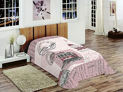 CARPETIA Decke Kinderdecke Tagesdecke Wohndecke Istanbul rosa Creme Größe 155x215 cm von CARPETIA