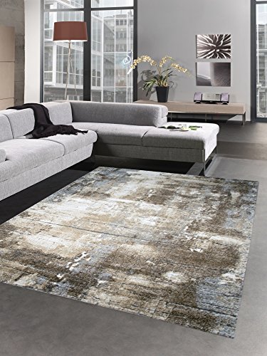 CARPETIA Designer Teppich Wohnzimmerteppich Kurzflor Stein Optik braun beige grau Größe 240 x 340 cm von CARPETIA