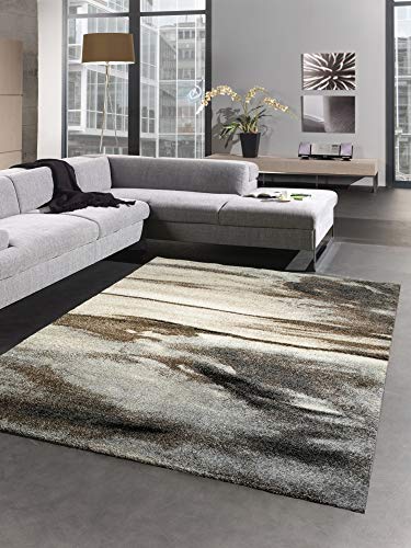 CARPETIA Designer Teppich Wohnzimmerteppich Kurzflor Teppich Natur Optik braun grau Größe 200 x 290 cm von CARPETIA