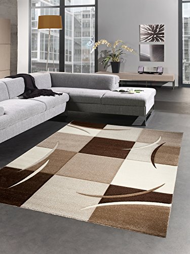 CARPETIA Designer Teppich Wohnzimmerteppich braun beige Creme Mocca Größe 60x110 cm von CARPETIA