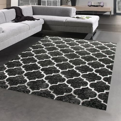 CARPETIA Designer und Moderner Teppich Marokko Wohnzimmerteppich Orient in Grau Schwarz Größe 160x230 cm von CARPETIA