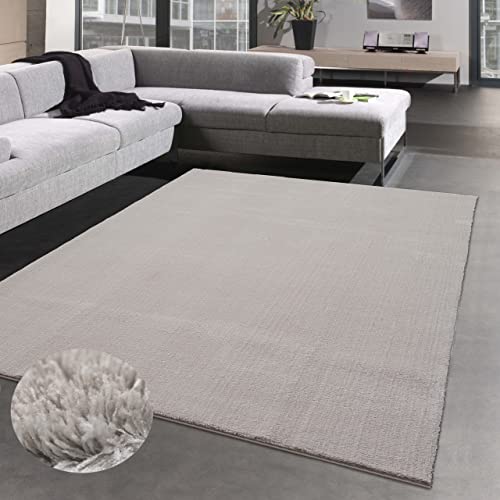 CARPETIA Elegant-klassischer Teppich im flauschig warmen Unidesign Sand Größe 160x230 cm von CARPETIA