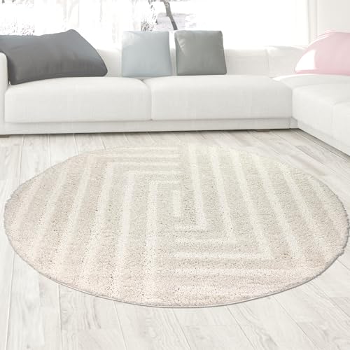 CARPETIA Hochflor Teppich Wohnzimmer Kinderzimmer stilvoll weich pflegeleicht kuschelig langlebig dekorativ Boho chic modern Creme 120 cm Rund CARPETIA Hochflor Teppich Wohnzimmer Kinderzimmer stilvoll weich pflegeleicht kuschelig langlebig dekorativ Boho chic modern Creme 120 cm Rund von CARPETIA