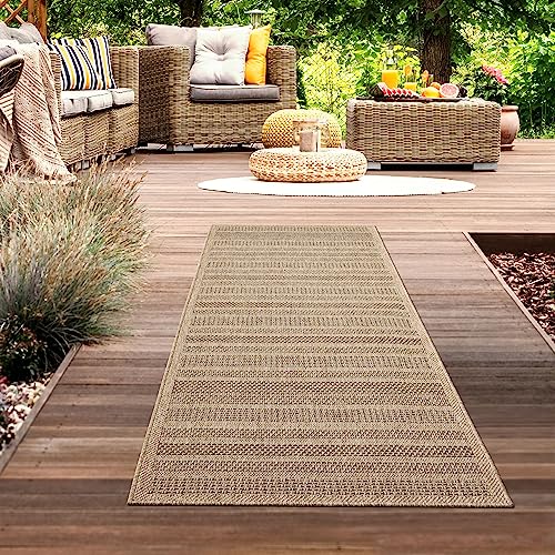 CARPETIA In- und Outdoorteppich Läufer lang Jute-Look robust modern wetterfest Balkon Terrasse Garten Esszimmer Küche 80x250 cm von CARPETIA