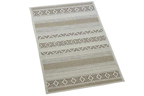 CARPETIA Indoor & Outdoor Teppich Sisal Balkon Küche Terrasse Wohnzimmer - Rautenmuster Diamant - beigefarben Größe 80x150 cm von CARPETIA