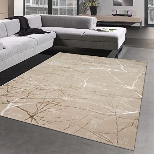 CARPETIA Moderner Schlafzimmer Designerteppich mit glänzenden Ästen abstrakt beige braun, 160 x 230 cm von CARPETIA