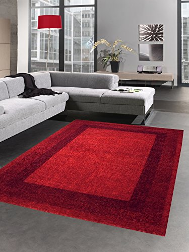 CARPETIA Moderner Teppich Kurzflor Wohnzimmerteppich einfarbig Uni rot Größe 120x170 cm von CARPETIA