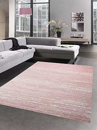 CARPETIA Moderner Teppich Wohnzimmerteppich Kurzflor Uni rosa meliert Größe 160x230 cm von CARPETIA