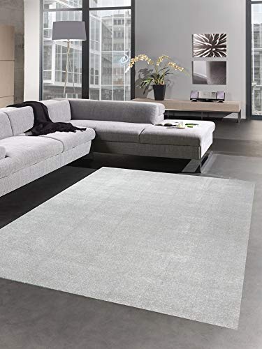 CARPETIA Moderner Teppich Wohnzimmerteppich Uni einfarbig Silber Größe 80x150 cm von CARPETIA