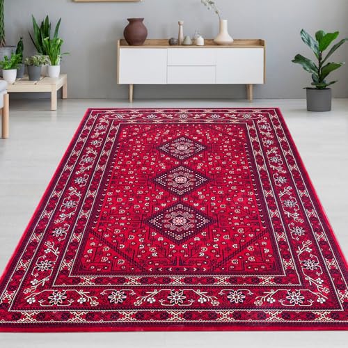 CARPETIA Orientalischer Teppich | Ornamente& Rauten Muster | in rot Größe 160 x 230 cm von CARPETIA