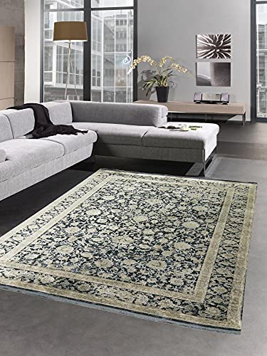 CARPETIA Orientalischer Teppich Wohnzimmer mit Blumenmotiv in schwarz beige Größe 120x170 cm von CARPETIA